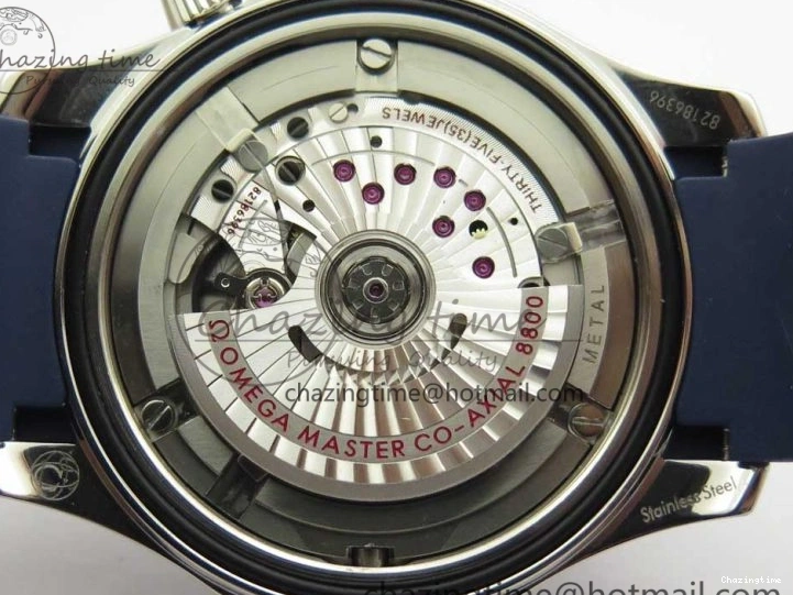 0406 StreetReady 2018 Seamaster Diver 300M VSF 1:1 Best Edition Blue Ceramic Gray Dial on Blue Rubber Strap A8800 V2 (Black Balance Wheel) 7963